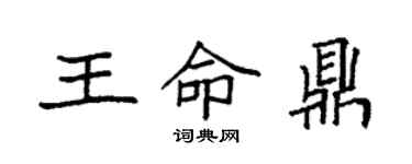 袁强王命鼎楷书个性签名怎么写