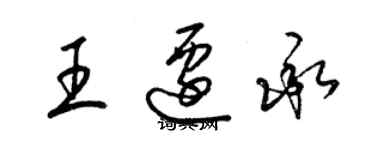 梁锦英王迁承草书个性签名怎么写