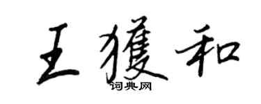 王正良王获和行书个性签名怎么写