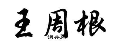 胡问遂王周根行书个性签名怎么写