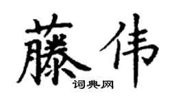 丁谦藤伟楷书个性签名怎么写