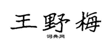 袁强王野梅楷书个性签名怎么写