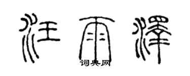 陈声远汪雨泽篆书个性签名怎么写