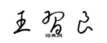 梁锦英王习良草书个性签名怎么写