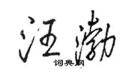 骆恒光汪渤行书个性签名怎么写