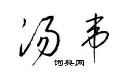 梁锦英汤韦草书个性签名怎么写
