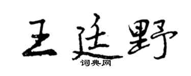 曾庆福王廷野行书个性签名怎么写