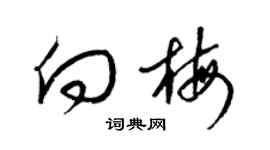 梁锦英向梅草书个性签名怎么写