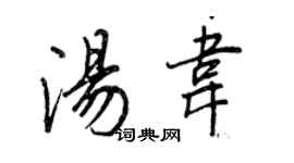 王正良汤韦行书个性签名怎么写
