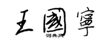 王正良王国宁行书个性签名怎么写