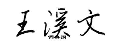 王正良王溪文行书个性签名怎么写
