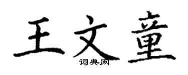 丁谦王文童楷书个性签名怎么写