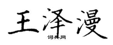 丁谦王泽漫楷书个性签名怎么写