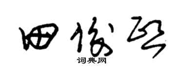 朱锡荣田俊熙草书个性签名怎么写