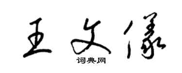 梁锦英王文仪草书个性签名怎么写
