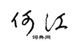 梁锦英何江草书个性签名怎么写