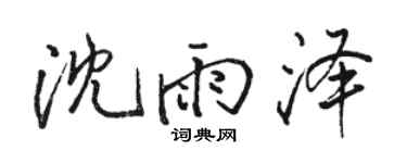 骆恒光沈雨泽行书个性签名怎么写