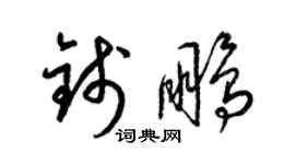 梁锦英钱鹏草书个性签名怎么写