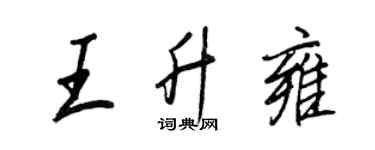 王正良王升雍行书个性签名怎么写