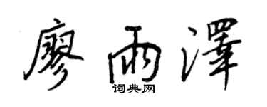 王正良廖雨泽行书个性签名怎么写