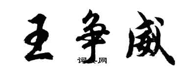 胡问遂王争威行书个性签名怎么写