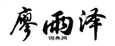 胡问遂廖雨泽行书个性签名怎么写