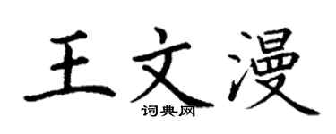 丁谦王文漫楷书个性签名怎么写