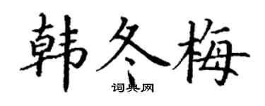 丁谦韩冬梅楷书个性签名怎么写