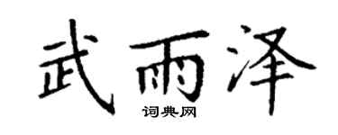 丁谦武雨泽楷书个性签名怎么写