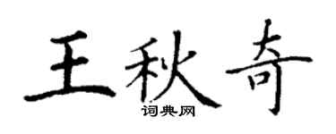 丁谦王秋奇楷书个性签名怎么写
