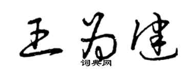 曾庆福王为健草书个性签名怎么写