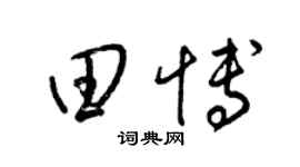 梁锦英田博草书个性签名怎么写