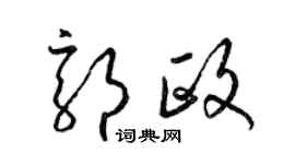 梁锦英郭政草书个性签名怎么写