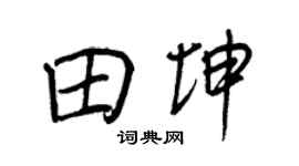 王正良田坤行书个性签名怎么写