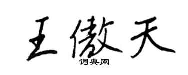 王正良王傲天行书个性签名怎么写
