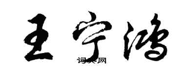 胡问遂王宁鸿行书个性签名怎么写