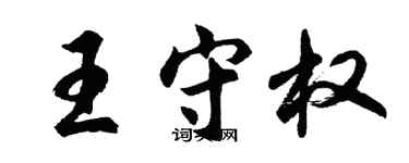 胡问遂王守权行书个性签名怎么写