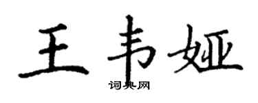 丁谦王韦娅楷书个性签名怎么写