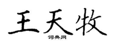 丁谦王天牧楷书个性签名怎么写