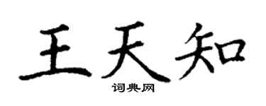 丁谦王天知楷书个性签名怎么写