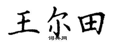 丁谦王尔田楷书个性签名怎么写