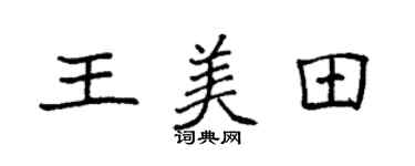 袁强王美田楷书个性签名怎么写