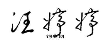 梁锦英汪婷婷草书个性签名怎么写