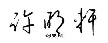 梁锦英许明轩草书个性签名怎么写