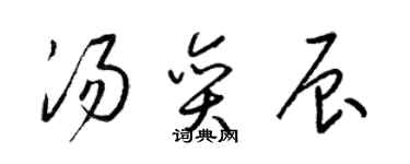 梁锦英汤奕辰草书个性签名怎么写