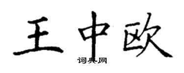 丁谦王中欧楷书个性签名怎么写