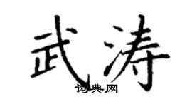 丁谦武涛楷书个性签名怎么写