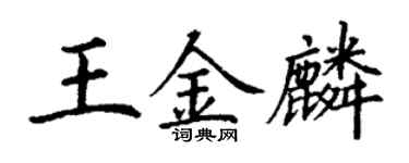 丁谦王金麟楷书个性签名怎么写