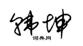 朱锡荣韩坤草书个性签名怎么写