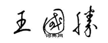梁锦英王国胜草书个性签名怎么写